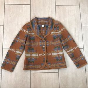 Pendleton brown & earth tones Aztec print beaver state 100% virgin wool jacket